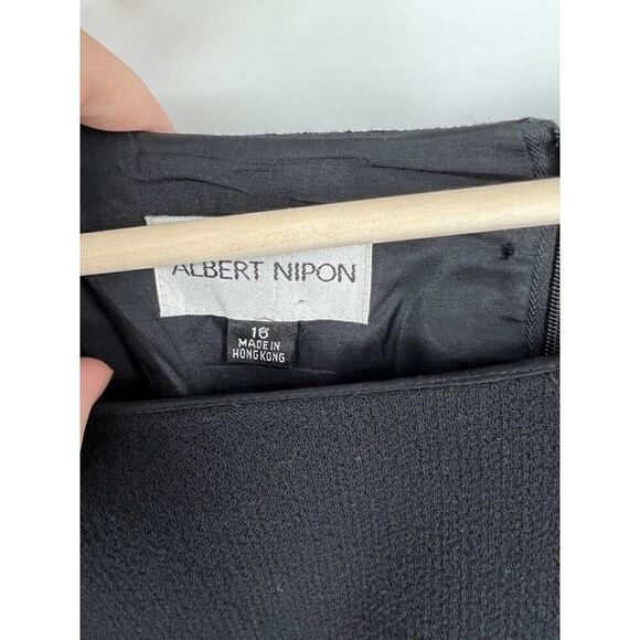 Albert Nipon Women's Size 16 Two Piece Dress Blazer Black Wool Elegant Timeless - Picture 4 of 9